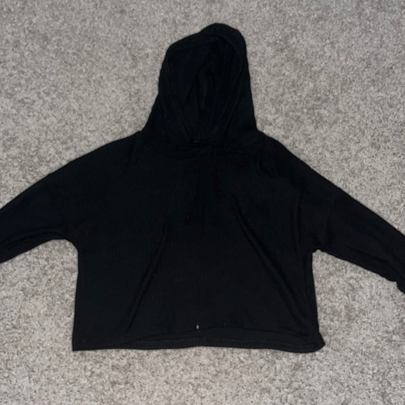 Black cropped hoodie - Picture 2 of 2